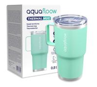 Mug isotherme - Aquafloow - 800ml - Acier inoxydable - Menthe - Voyage pratique