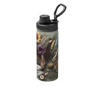 Mug isotherme avec imprimé de fleurs et plumes 532 ml - Convient pour l'alpinisme, le camping, la gym, le bureau et un usage quotidien