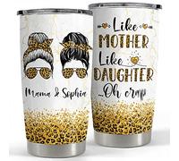 Mug Isotherme Avec Paille Et Couvercle Gobelet De Voyage Acier Inoxydable Thermos Pour Noël Maman Papa 590 Ml Gobelet Personnalisé Pour Maman « Telle Mère, Telle Fille »