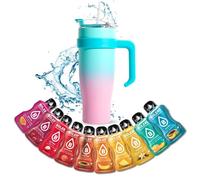 Mug isotherme avec paille et poignée 1.2L XXL en inox + 10 sticks Boléro 9g | Idéal pour le sport, le bureau | Bicolore Bleu Rose