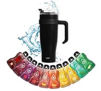 Mug isotherme avec paille et poignée 1.2L XXL en inox + 10 sticks Boléro 9g | Idéal pour le sport ou le bureau | Couleur Noire