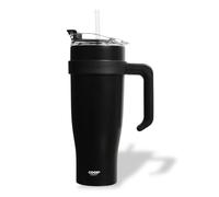 Mug Isotherme avec Paille et Poignée Ergonomique | Gourde XXL en Inox pour conserver vos boissons au chaud ou au frais | Idéal pour le Bureau ou le Sport | Coloris Noir Intense