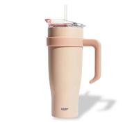 Mug Isotherme avec Paille et Poignée Ergonomique - Gourde XXL en Inox pour conserver vos boissons chaude ou froid | Coloris Beige