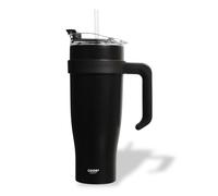 Mug Isotherme avec Paille et Poignée Ergonomique - Gourde XXL en Inox pour conserver vos boissons chaude ou froid | Coloris Noir