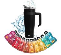Mug Isotherme avec Paille et Poignée | Gourde XXL en Inox et 10 sticks 9g de poudre pour Boisson BOLERO saveurs exotiques Sans Sucre ni Colorants Artificiels | Coloris Noir