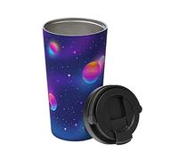 Mug Isotherme Avec Poignée Étoiles Et Planètes Colorées Tasse Isotherme À Double Paroi Avec Couvercle Mug De Voyage En Inox, Pour Thé, Café, Boissons Chaudes Et Froides, 17Oz
