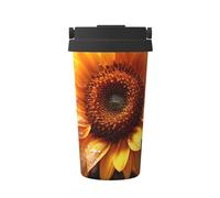 Mug Isotherme Avec Poignée Imprimé Beauté Tournesol Tasse Thermique En Acier Inoxydable Avec Couvercle Anti-Goutte Mug De Voyage En Inox, Pour Boissons Chaudes Et Froides, Café, Thé, 17Oz