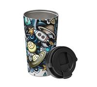 Mug Isotherme Avec Poignée Objet Spatial Doodle Cartoon Tasse Isotherme Réutilisable À Double Paroi Mug De Voyage, Pour Boissons Chaudes Et Froides, Café, Thé, 17Oz