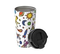 Mug Isotherme Avec Poignée Planètes, Vaisseaux Spatiaux, Motifs De Couleurs Tasse Thermique Avec Couvercle Anti-Goutte Mug De Voyage, Pour Boissons Chaudes Et Froides, Café, Thé, 17Oz