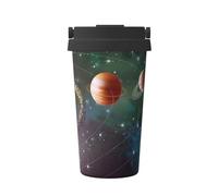 Mug Isotherme Avec Poignée Système Spatial Planétaire Imprimé Tasse De Voiture Réutilisable Avec Couvercle Mug De Voyage, Pour Thé, Café, Boissons Chaudes Et Froides, 17Oz