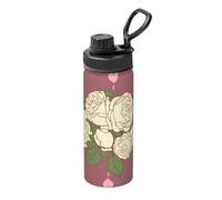 Mug isotherme blanc rose d'amour 532 ml - Convient pour l'alpinisme, le camping, la gym, le bureau et un usage quotidien