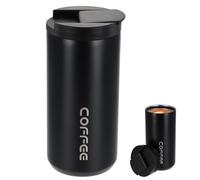 Mug Isotherme Cafe 400ml Noir, Thermos Café Étanche Mug de Voyage avec Couvercle, Tasse Thermos Cup Isotherme Petit Acier Inoxydable 304, pour les Boissons Chaudes et Froides, le Café, l'Eau et le Thé