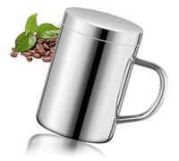 Mug Isotherme Cafe De 400 Ml, Tasse Inox En Acier Avec Couvercle, Isolation Thermique Et Anti-BrûLure,Gobelet Inox Enfant,Metal Tasse Thermos, Adapté Au Bureau Et Au Camping