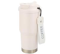 Mug Isotherme Café - Thermos Café 530ml - Tasse Thermos Café en Acier Inoxydable 304, Anti-Fuite, Double Paroi Isolante, avec Paille et Bec Verseur, Idéal pour Boissons Chaudes et Froides (Blanc)