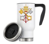 Mug isotherme de voyage avec blason du Saint-Siège et de la Cité du Vatican 480 ml Blanc