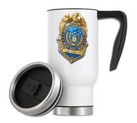Mug isotherme de voyage avec emblème représentant la sécurité nationale et la défense 480 ml Blanc