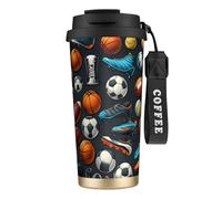 Mug isotherme de voyage en forme de ballon de sport, 100 % étanche, en acier inoxydable 316, avec couvercle et paille, idéal pour l'eau, le thé glacé, le café, les smoothies et bien plus encore.