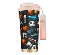 Mug isotherme de voyage en forme de ballon de sport, 100 % étanche, en acier inoxydable 316, avec couvercle et paille, idéal pour l'eau, le thé glacé, le café, les smoothies et bien plus encore.