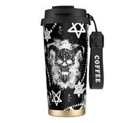 Mug isotherme de voyage en forme de crâne de diable, 100 % étanche, en acier inoxydable 316, avec couvercle et paille, idéal pour l'eau, le thé glacé, le café, les smoothies et bien plus encore.
