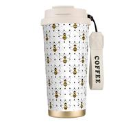 Mug isotherme de voyage mignon en forme de petite guêpe, 100 % étanche, en acier inoxydable 316, avec couvercle et paille, idéal pour l'eau, le thé glacé, le café, les smoothies et bien plus encore.
