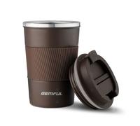 Mug Isotherme GEMFUL 380ml en Acier Inoxydable - Tasse Café Voyage Double Isolation - Marron - Couvercle Étanche
