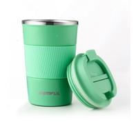 Mug Isotherme GEMFUL 380ml en Acier Inoxydable - Tasse Café Voyage Double Isolation - Vert - Couvercle Étanche