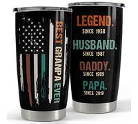 Mug Isotherme Réutilisable Thermos Acier Inoxydable Tasse À Boire Isotherme Pour Collègue Papa Noël 590 Ml Gobelet Personnalisé « Meilleur Grand-Père Du Monde » Drapeau Américain