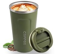 Mug Isotherme - Tasse Isotherme - Mug Isotherme Café - Thermos Café - Mugs avec Couvercle - Idéaux pour une Utilisation en Déplacement - Écologiques - avec une Capacité de 380 ml (Vert)
