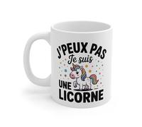 Mug J’peux Pas Je Suis une Licorne - Tasse Humour Licorne Magique - Cadeau Fantaisie pour Fille, Femme, Ado - Céramique 325ml