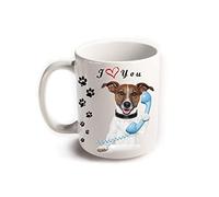 Mug Jack Russell Terrier Parson I Love You || Tasse à thé en céramique blanche ||| Imprimé des deux côtés des chiens animaux