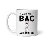 Mug J'ai eu mon BAC avec mention Bachelière Réussite diplôme lapin Tasse