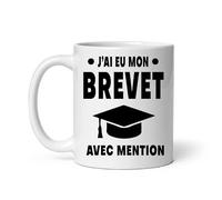 Mug J'ai eu mon Brevet avec mention Réussite diplôme Collège Tasse