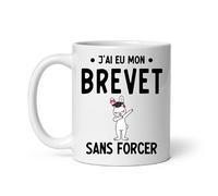 Mug J'ai eu mon Brevet collège sans forcer fille Réussite diplôme lapin Tasse