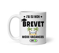 Mug j'ai eu mon Brevet collèges vacances activé réussite diplôme Collège Tasse