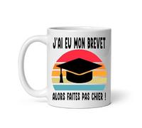 Mug J'ai eu mon brevet faites pas chier Réussite diplôme Collège vintage Tasse