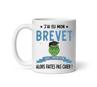 Mug J'ai eu mon Brevet mention faites pas chier diplôme collège t rex dinosaure Tasse