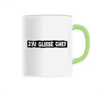 Mug J'ai glissé chef, la 7ème compagnie - Imprimé en France - Tasse originale en céramique - Cadeau Anniversaire Film et Série Humour original rigolo (Vert)