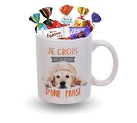 Mug “Je Crois que J’ai Besoin d’une Pause” garni de 15 Chocolats CELEBRATIONS MILKA KINDER DAIM | Coffret Cadeau Original Anniversaire Fête