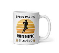 Mug je peux pas j'ai running et apéro humour idée cadeau coureur tasse running