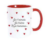 Mug Je t'aimais, je t'aime et je t 'aimerai - Cœurs Rouges