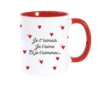 Mug Je t'aimais, je t'aime et je t 'aimerai - Cœurs Rouges
