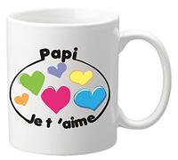 Mug Je t'aime Papi - Cadeau pour la fête des Grands Pères, Noël, Anniversaire, Pâques, Baptême