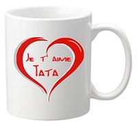 Mug Je t'aime Tata - Cadeau pour Noël, Anniversaire, Naissance, Baptême