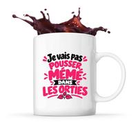 Mug Je vais pas pousser mémé dans les orties Expressions Françaises | rose | Tasse Céramique 330 ml Recto Verso Passe au Lave-Vaisselle | Café Thé Bureau Maison | Idée Cadeau Collègue Noël Départ
