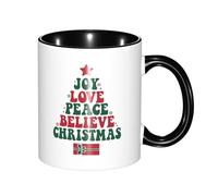 Mug Joie Amour Paix Croire Noël Pratiques Souvenir Tasses À Café Drôle Saint Valentin Tasse en Céramique 11Oz