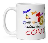 Mug joyeux anniversaire 18 ans humour dix huit ans cadeau drole et con idée tasse céramique haute qualité rigolo soixantaine fete Noel homme femme ami collegue copain pote famille 325ml