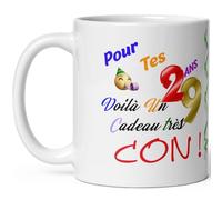 Mug joyeux anniversaire 29 ans humour vingt neuf ans cadeau drole et con idée tasse céramique haute qualité rigolo soixantaine fete Noel homme femme ami collegue copain pote famille 325ml