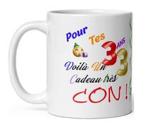 Mug joyeux anniversaire 33 ans humour trente trois ans cadeau drole et con idée tasse céramique haute qualité rigolo soixantaine fete Noel homme femme ami collegue copain pote famille 325ml