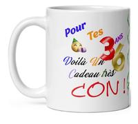 Mug joyeux anniversaire 36 ans humour trente six ans cadeau drole et con idée tasse céramique haute qualité rigolo soixantaine fete Noel homme femme ami collegue copain pote famille 325ml