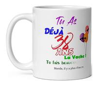 Mug joyeux anniversaire 38 ans humour tasse trente huit ans tasse drole haute qualité idée cadeau rigolo trentaine fete Noel homme femme ami collegue copain pote famille